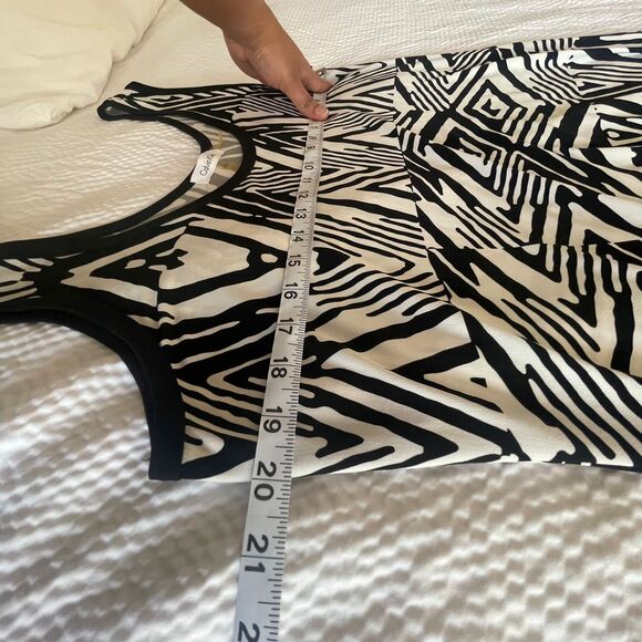 Calvin Klein Women's Maxi Black White Sleeveless Geometric Print Dress Size XL - Picture 6 of 10